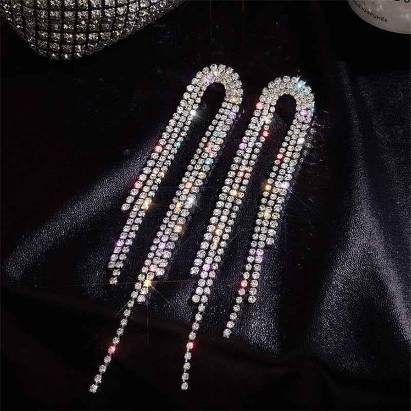 2025 Trend Simulation Pearl Long Earrings Female Moon Star Flower Rhinestone Wedding Pendant Earrings Fashion Korean Jewelry Earrings