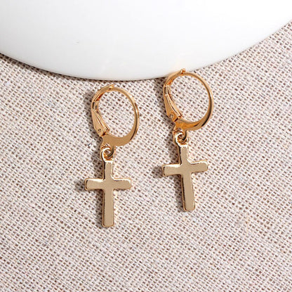 2025 Flatfoosie New Tiny Hoop Earrings For Women Gold Color Cartilage Hoop Earrings Jewelry Heart Cross Star Triangle Charm Earrings