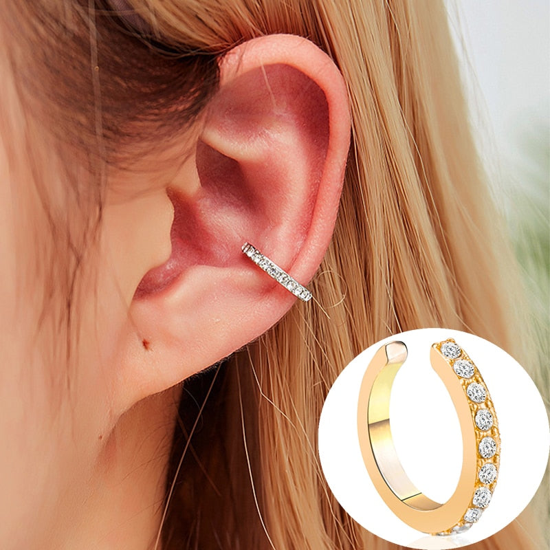 2025 Fashion Exquisite Rhinestone Decor Ear Cuff earring for Woman Ear 2025 Summer New Arrival Christmas Jewelry Gift