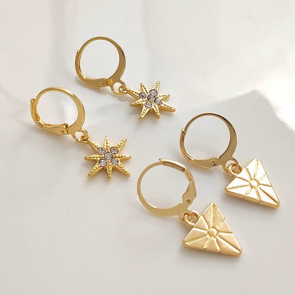 2025 Flatfoosie New Tiny Hoop Earrings For Women Gold Color Cartilage Hoop Earrings Jewelry Heart Cross Star Triangle Charm Earrings