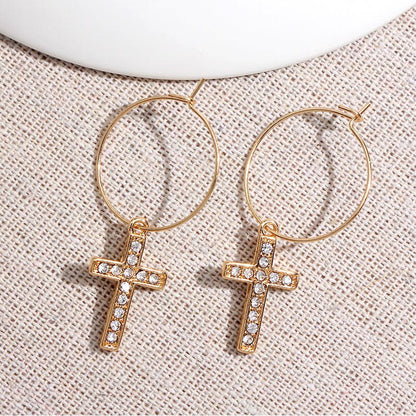 2025 Flatfoosie New Tiny Hoop Earrings For Women Gold Color Cartilage Hoop Earrings Jewelry Heart Cross Star Triangle Charm Earrings