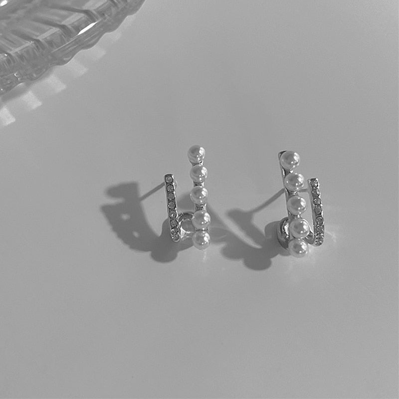 2025 Trend Simulation Pearl Long Earrings Female Moon Star Flower Rhinestone Wedding Pendant Earrings Fashion Korean Jewelry Earrings