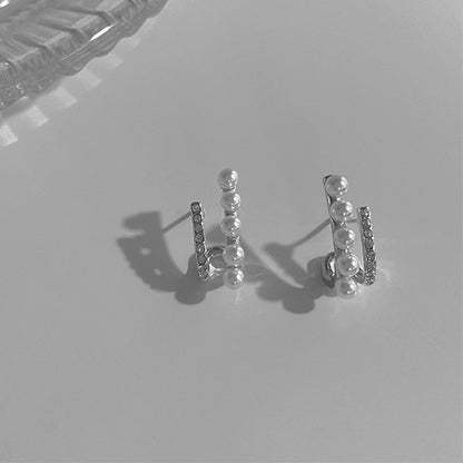 2025 Trend Simulation Pearl Long Earrings Female Moon Star Flower Rhinestone Wedding Pendant Earrings Fashion Korean Jewelry Earrings