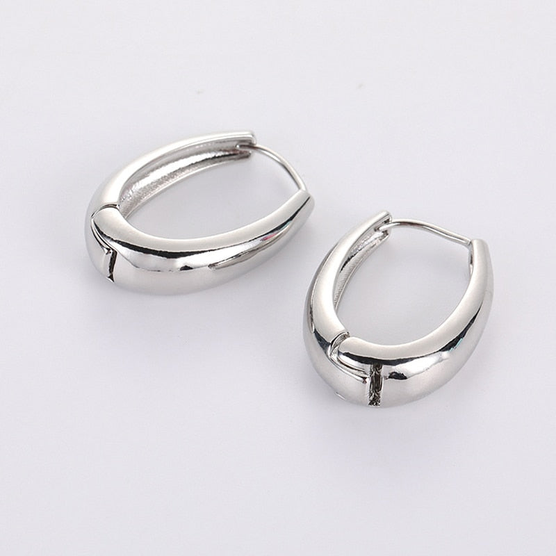 2025 Statement Minimalist Gold Silver Color Mixed Solid Heart Pendant Hoop Earrings Street Style Korean Fashion Jewelry