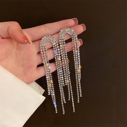 2025 Trend Simulation Pearl Long Earrings Female Moon Star Flower Rhinestone Wedding Pendant Earrings Fashion Korean Jewelry Earrings