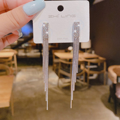 2025 Trend Simulation Pearl Long Earrings Female Moon Star Flower Rhinestone Wedding Pendant Earrings Fashion Korean Jewelry Earrings