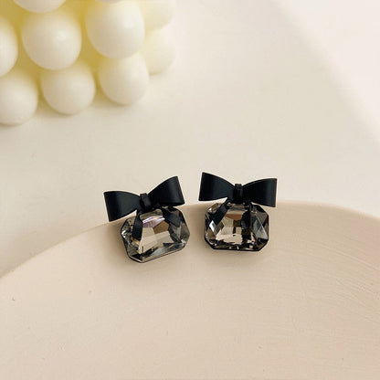 2025 Earrings Asymmetrical Round Hollow Round Black Stud Earrings Rhinestone Accessories For Women pendientes mujer