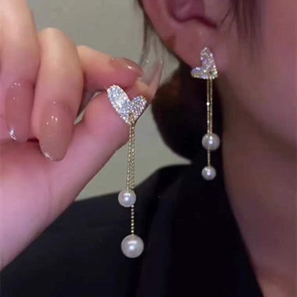 2025 New Crystal Drop Earrings with Bling Bling Cubic Zirconia Temperament Women Earrings High Quality Silver Color Trendy Jewelry