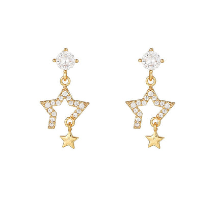 2025 New Design Stainless Steel Cubic Zirconia Chain Hoop Earring For Women Star Moon Pendant Cartilage Earring Piercing Jewelry