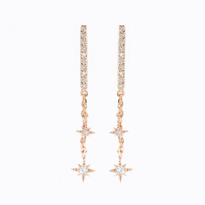 2025 New Design Stainless Steel Cubic Zirconia Chain Hoop Earring For Women Star Moon Pendant Cartilage Earring Piercing Jewelry