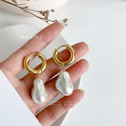 2025 Statement Minimalist Gold Silver Color Mixed Solid Heart Pendant Hoop Earrings Street Style Korean Fashion Jewelry