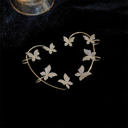 2025 Gold Silver Color Metal Butterfly Ear Clips Without Piercing For Women Sparkling Zircon Ear Cuff Clip Earrings Wedding Jewelry