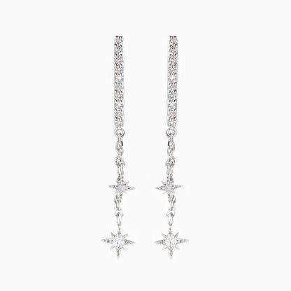 2025 New Design Stainless Steel Cubic Zirconia Chain Hoop Earring For Women Star Moon Pendant Cartilage Earring Piercing Jewelry