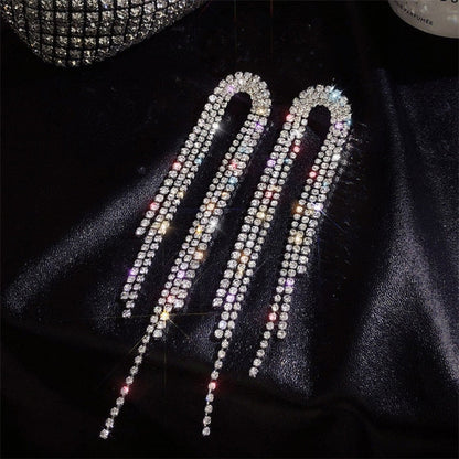 2025 Trend Simulation Pearl Long Earrings Female Moon Star Flower Rhinestone Wedding Pendant Earrings Fashion Korean Jewelry Earrings