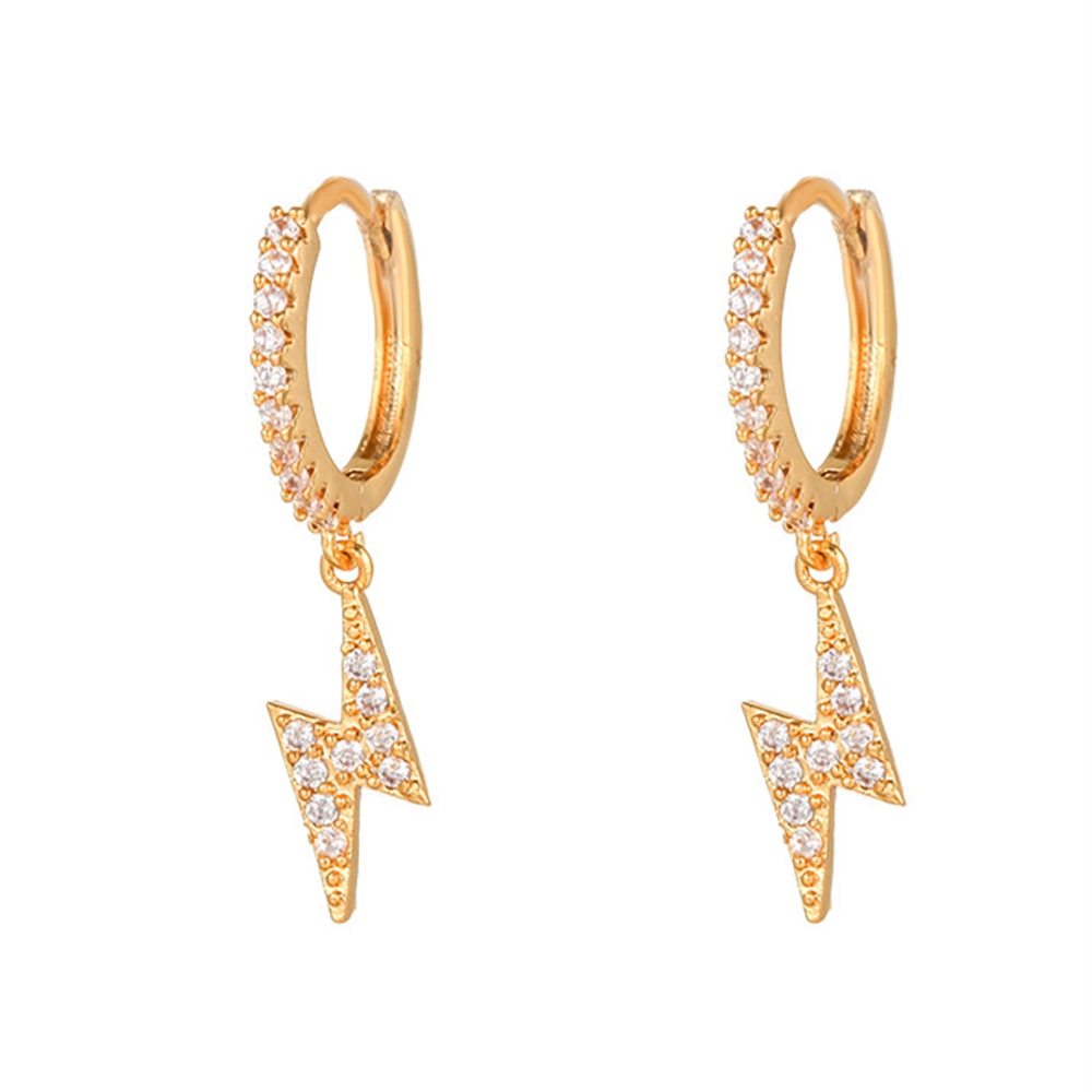 2025 New Design Stainless Steel Cubic Zirconia Chain Hoop Earring For Women Star Moon Pendant Cartilage Earring Piercing Jewelry