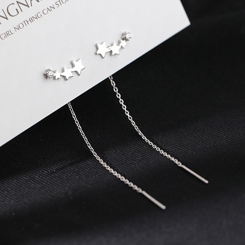 2025 Trend Simulation Pearl Long Earrings Female Moon Star Flower Rhinestone Wedding Pendant Earrings Fashion Korean Jewelry Earrings