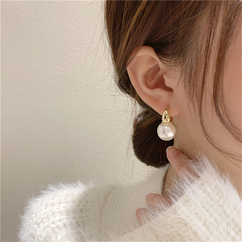 2025 Statement Minimalist Gold Silver Color Mixed Solid Heart Pendant Hoop Earrings Street Style Korean Fashion Jewelry